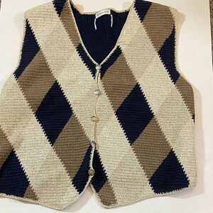 VINTAGE KNITTED BY HAND VEST WOMEN SWEATER M